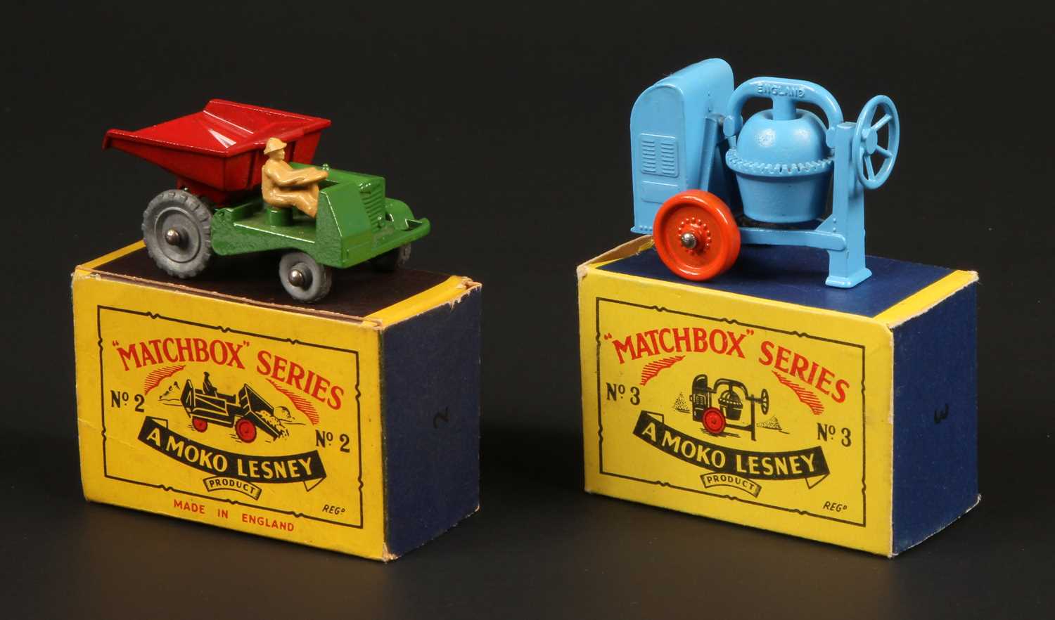 Lot 4 - Matchbox Regular Wheels 2a Muir Hill Site Dumper + 3a Site Mixer