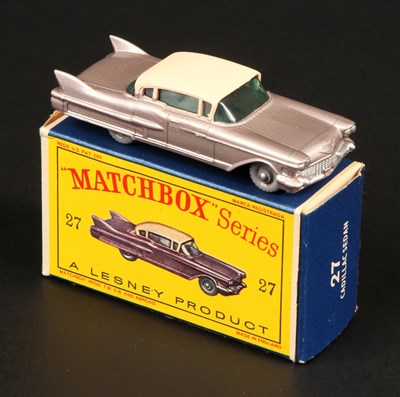 Lot 112 - Matchbox Regular Wheels 27c Cadillac Sixty Special - UNLISTED STANNARD CODE METALLIC MAUVE BODY + MAROON BASE + 24-TREAD GPW