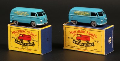 Lot 136 - Matchbox Regular Wheels 2 x 34a Volkswagen Transporter Van Stannard Code 2 + Code 6