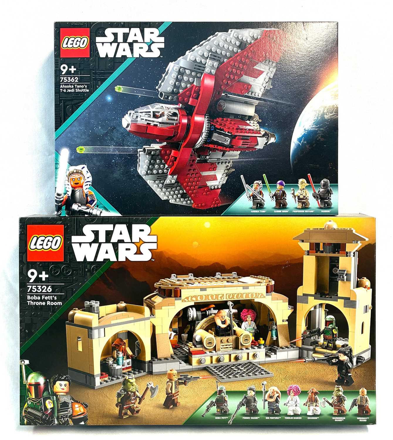 Lot 12 - Lego Star Wars sets x 2 number 75326 Boba Fett's Throne Room & 75362 Ahsoka Tano's T-6 Jedi Shuttle MISP