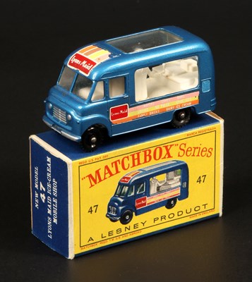 Lot 172 - Matchbox Regular Wheels 47b Commer Ice Cream Van UNLISTED STANNARD CODE METALLIC BLUE BODY + WHITE INTERIOR