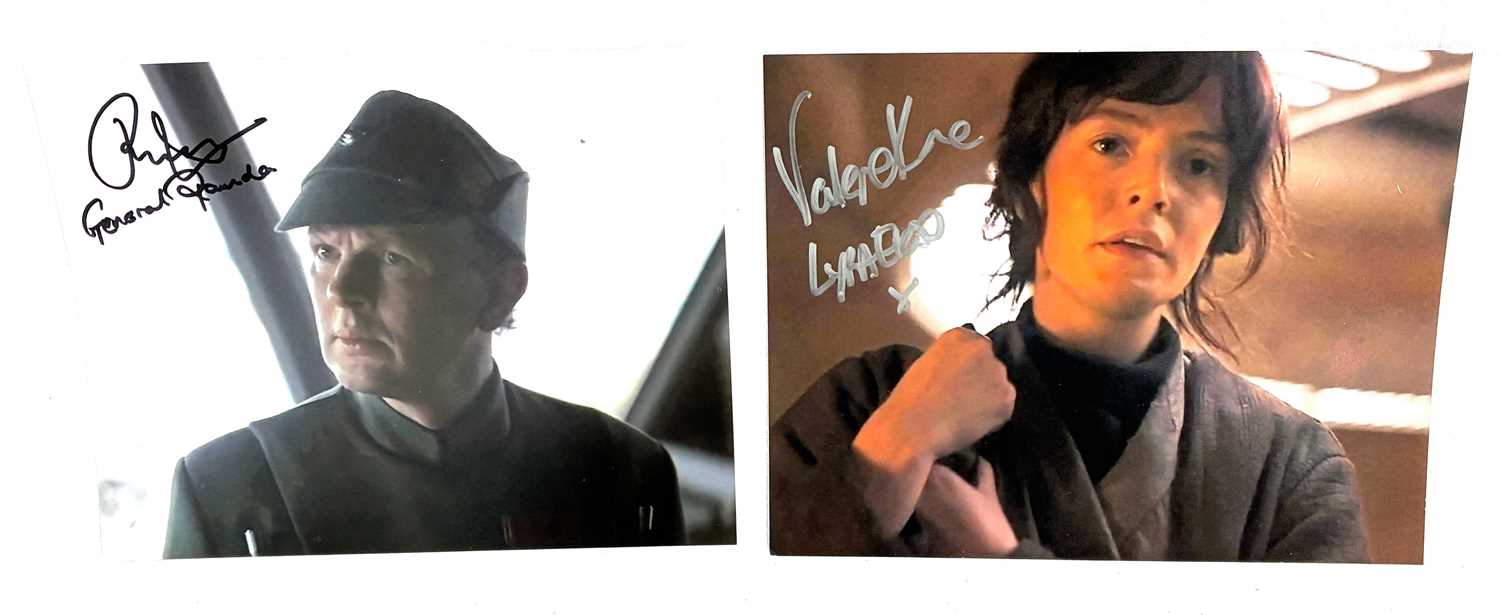 Lot 76 - Star Wars signed Photos x 2 Valene Kane (Lyra Erso) & Richard Cunningham (General Ramda)
