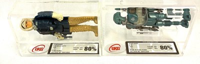 Lot 132 - Kenner Star Wars vintage UKG Graded 3 3/4" figures x 2 Han Solo Hoth & 2-1B