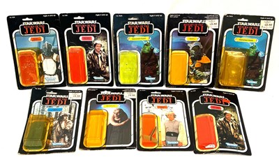 Lot 137 - Star Wars vintage Return of the Jedi 3 3/4" figure USED Backing Cards x 9 (bubbles attached)