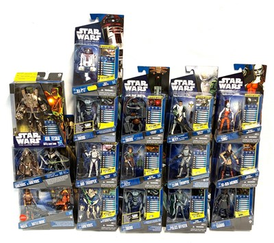 Lot 101 - Hasbro Star Wars The Clone Wars 2010 blue card 3 3/4" figures & twin packs x 16 MISP