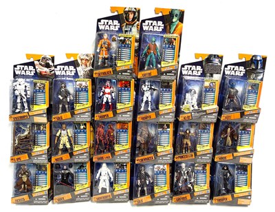 Lot 102 - Hasbro Star Wars Saga Legends 2010 blue card 3 3/4" figures x 20 MISP