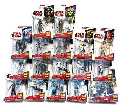 Lot 104 - Hasbro Star Wars The Clone Wars 3 3/4" figures x 17 MISP