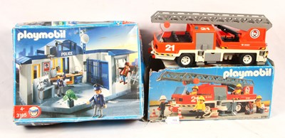 Lot 133 - Playmobil Fire Engine & Police Station.