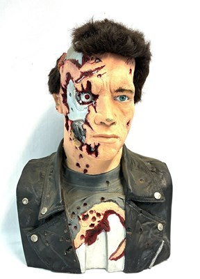 Lot 310 - Terminator Fibre Glass (painted) 1:1 scale Battle Damaged Terminator Bust