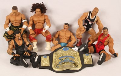 Lot 288 - Large Scale Wrestling Figures + Belt.
