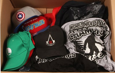 Lot 295 - Caps, Hats & T-Shirts - Large Mixed Group.