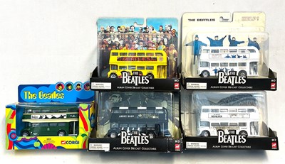 Lot 349 - Corgi The Beatles Themed Die-cast Buses x 5 MIB