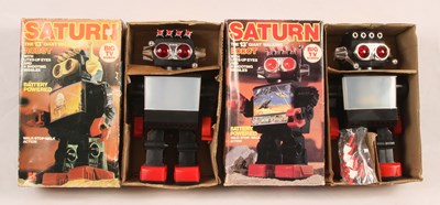 Lot 428 - SATURN - Pair of 13" Battery Powered Giant Walking Robots.