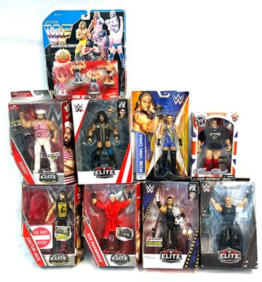 Lot 456 - Selection of modern Wrestling figures x 9 MISP