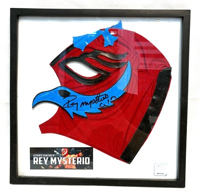 Lot 460 - Wrestling signed Rey Mysterio Mask Framed display (with COA)