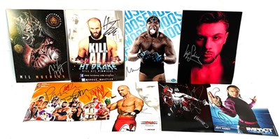 Lot 473 - Wrestling hand signed pictures x 8