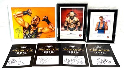 Lot 474 - Wrestling hand signed pictures x 7