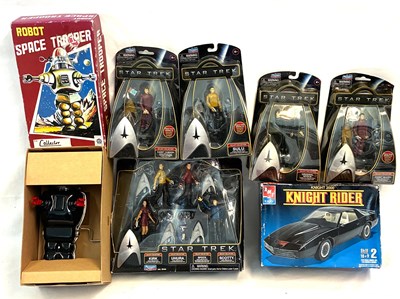 Lot 504 - Selection of Star Trek figures, Tin Robot & Knight Rider Model Kit