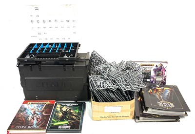 Lot 539 - Large selection of Gaming figures, accessories, books and folders, Warhammer etc