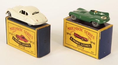 Lot 83 - Matchbox Regular Wheels Pair of 1950's Issue Jaguar Cars.