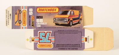Lot 386 - Matchbox Superfast Bowater's Printers Proof Empty "New" Type K Box For 68c Chevrolet Van