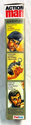 Lot 76 - Palitoy vintage Action Man Aventurer (1977) Flock Head brown Hair, Dark Jumper, Eagle Eyes & Gripping Hands MIB