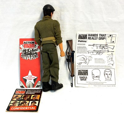 Lot 82 - Palitoy vintage Action Man Soldier (1979) Flock Head brown Hair, Gripping Hands, Eagle Eyes MIB