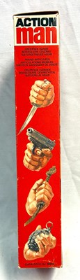Lot 83 - Palitoy vintage Action Man Soldier (1975) Flock Head brown Hair, Gripping Hands (light trousers) MIB