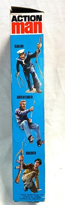 Lot 90 - Palitoy vintage Action Man Helicopter Pilot (1975) Flock Head brown Hair, Gripping Hands (reverse box sides variant) MIB